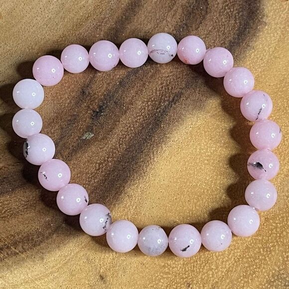 Pink opal 8mm stretch bracelet beaded bracelet 7” stretch crystal healing natura - Picture 7 of 12